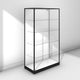 Large glass display cabinet with back panel - black frame